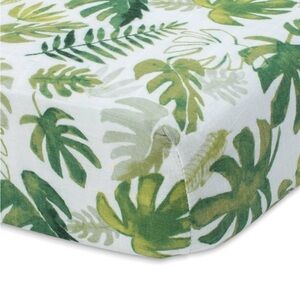 Little Unicorn Palm Plant Leaf printed muslin crib sheet